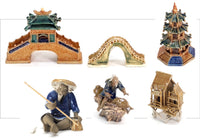 Bonsai set of large Figurines, glazed