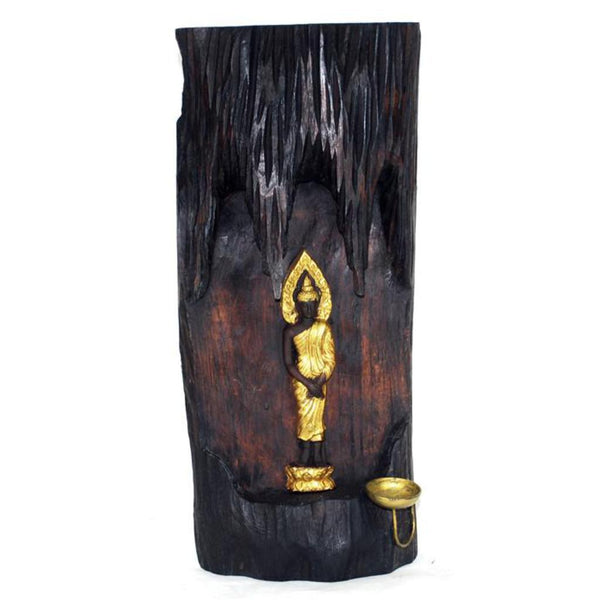 Altar plaque-Buddha-teak log-15''