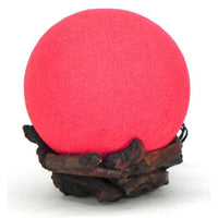 teak cradle ball lamp, 10" red