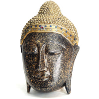 Buddha mask, black and gold wood