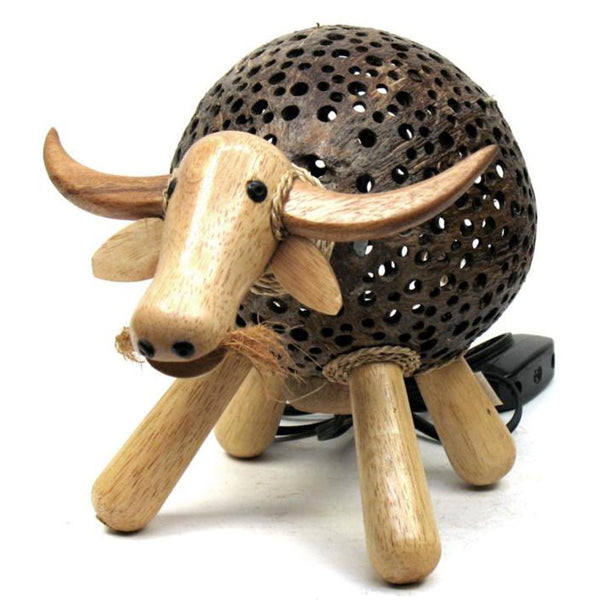 Lamp-coconut and wood buffalo